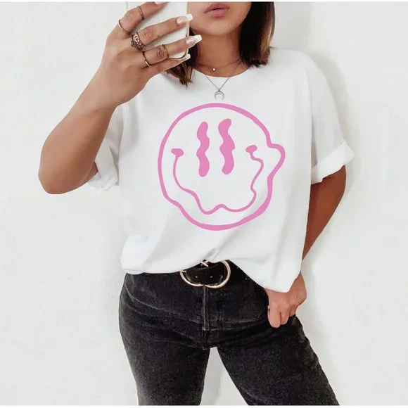 Drip Smiley Face Graphic Tee - Picture 1 of 2